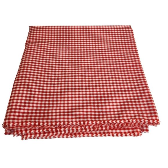 Red & White Gingham Checkered Cotton Fabric 2-Yd Exquisite Quality Lightweight S - Picture 2 of 7